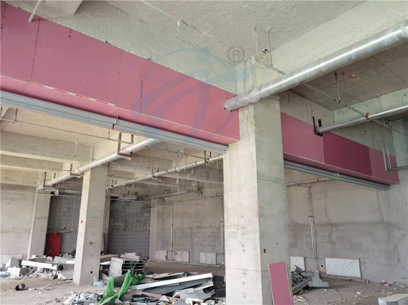 上固定防火石膏板封堵下电动卷轴